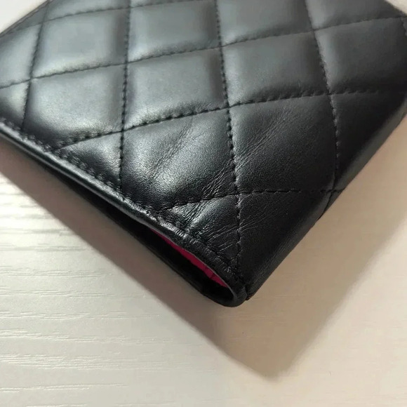 Authentic Chanel Quilted Leather Long Wallet - Black & Pink - Picture 4 of 15